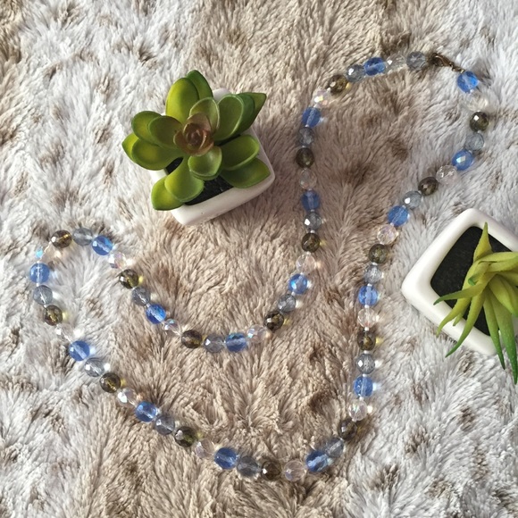 Blue Crystal Beaded Necklace - Picture 2 of 4